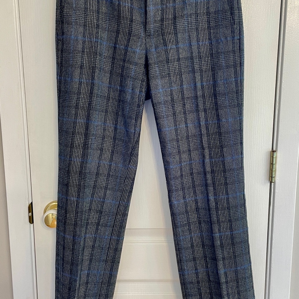 Banana Republic Black, Gray and Blue Plaid Straight Leg Pants